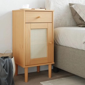 vidaXL Mesa de cabeceira SENJA 40x35x80 cm pinho maciço castanho