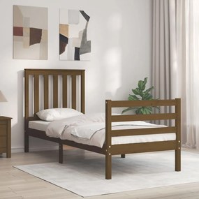vidaXL Estrutura cama solteiro c/cabeceira madeira maciça castanho-mel