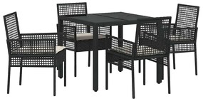Conjunto de Jantar para Jardim 5 pcs Preto 90 x 90 x 75 cm