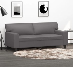 Sofá de 2 lugares 140 cm couro artificial cinza