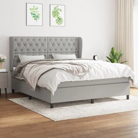vidaXL Cama com molas/colchão 160x200 cm tecido cinzento-claro
