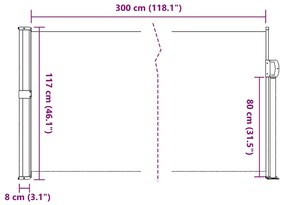 Toldo lateral retrátil 117x300 cm creme