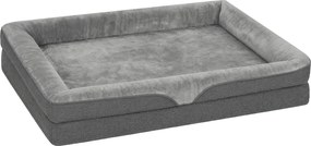 PawHut Cama para Cães com Laterais Elevadas Base Antiderrapante Aparência de Linho Lavável Almofada para Cães Resistente a Respingo 91x68x16cm | Aosom Portugal