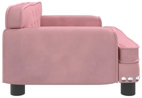 Sofá infantil 70x45x30 cm veludo rosa