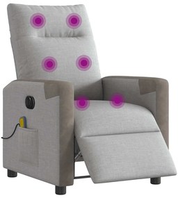 Poltrona massagens reclinável elétrica tecido cinzento-nublado
