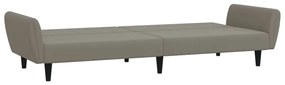 Sofá-cama de 2 lugares veludo cinzento-claro