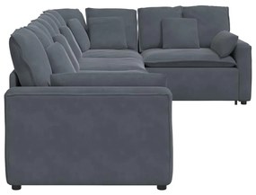 Sofá modular com almofadas veludo cinzento-escuro