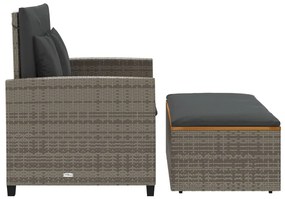 Sofá jardim c/ almofadões 2 lugares vime PE/acácia maciça cinza