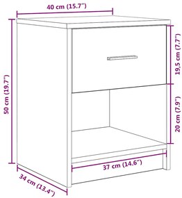 Mesa de cabeceira com gaveta 40x34x50 cm cinzento cimento