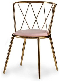 Cadeira Cor de Rosa Dourado Losangos Metal (50,5 x 73 x 51 cm)