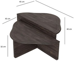 Mesa de Café Altopiano - Antracite - 90cm x 40cm x 45cm &amp; 90cm x 32cm