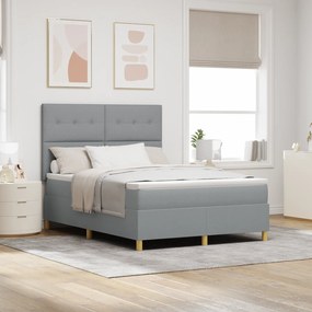vidaXL Cama Box Spring com Colchão Cinza Claro 140x190 cm Tecido