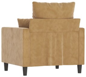Poltrona 60 cm veludo castanho