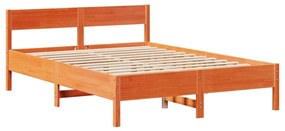 Cama sem colchão 140x190 cm pinho maciço castanho-mel