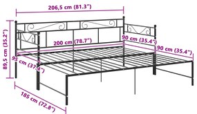 Estrutura sofá-cama de puxar 90x200 cm metal preto