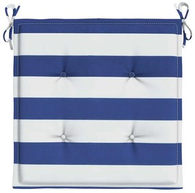 Almofadões p/ cadeira 2pcs 50x50x4 cm tecido riscas azul/branco