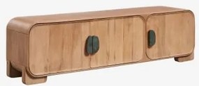 Móvel Tv Em Madeira De Manga E Pedra Natural Kivalina Mármore Verde Udaipur - Madeira De Mangueira & 180 X 45 Cm - Sklum