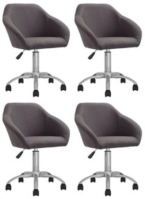 vidaXL Cadeiras de jantar giratórias 4 pcs tecido cinzento-acastanhado