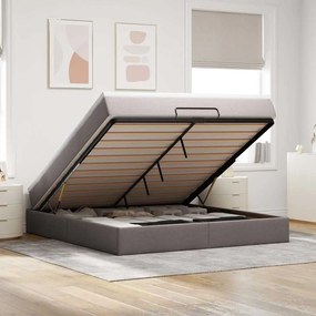 Estrutura de cama otomana com colchão tecido cinzento 160x200cm