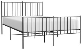 Estrutura de cama com cabeceira e pés 120x190 cm metal preto
