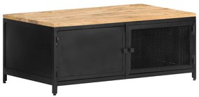 vidaXL Mesa de centro 90x50x37 cm madeira de mangueira áspera maciça