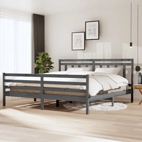 vidaXL Estrutura de cama 200x200 cm madeira maciça cinzento