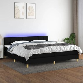 vidaXL Cama box spring c/ colchão e LED 200x200 cm tecido preto