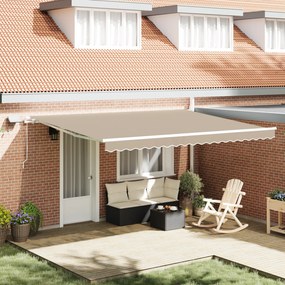 Toldo Retrátil Manual vidaXL com LED Bege 450x300 cm