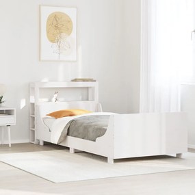 vidaXL Cama sem colchão 75x190 cm madeira de pinho maciça branco