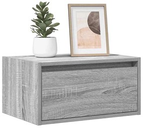 Mesa de cabeceira de parede com luzes LED cinzento sonoma
