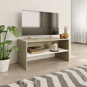 vidaXL Móvel de TV 80x40x40 cm contraplacado branco e carvalho sonoma