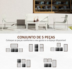 Conjunto de Jardim 5 Peças Móveis de Exterior com 2 Poltronas 1 Sofá de 2 Lugares e 2 Mesas de Centro Desenho de Ripas Branco