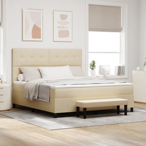 vidaXL Cama Box Spring com Colchão e Banco Crème 180x200 cm Tecido