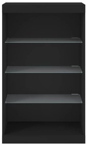 Aparador com luzes LED 60,5x37x100 cm preto