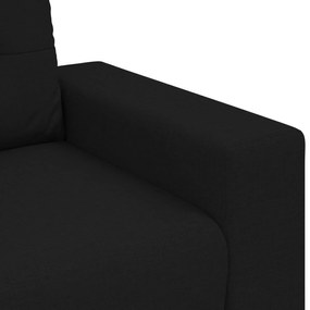 Conjunto de Sofá de 3 Peças com Almofadas em Tecido Preto