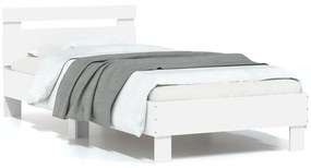 Estrutura de cama c/ cabeceira 90x190 cm deriv. madeira branco