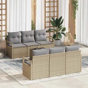 Conjunto de Sofás de Jardim vidaXL com Almofadas Bege Vime PE