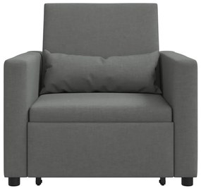 Sofá Cama 3 em 1 Conversível Tecido Cinza Escuro