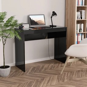 vidaXL Secretária 90x40x72 cm derivados de madeira preto brilhante