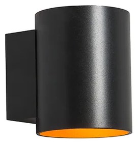 Candeeiro de parede preto com dourado redondo - Sola Design,Moderno