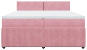 Cama com molas/colchão 200x200 cm veludo rosa