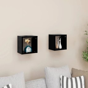 vidaXL Prateleiras de parede em forma de cubo 2 pcs 22x15x22 cm preto