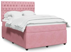 Cama com molas/colchão 160x200 cm veludo rosa