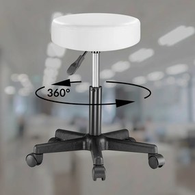 Banco giratório 360° em pele sintética 48 x 48 x 46-60 cm Branco