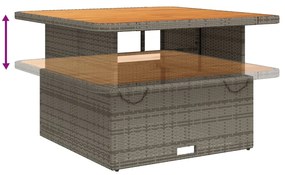 Mesa de jardim 110x110x71 cm vime PE e madeira de acácia cinza