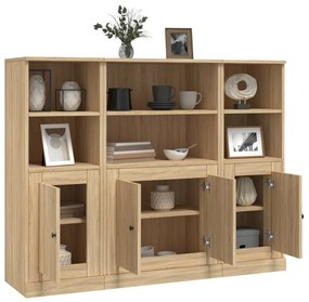 Aparadores altos 3 pcs derivados de madeira cor carvalho sonoma