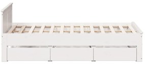 Cama sem colchão com cabeceira 140x200 cm pinho maciço branco