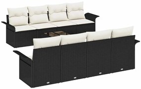 Conjunto de Sofá de Jardim de 9 Peças com Almofadas Pretas de Rattan e