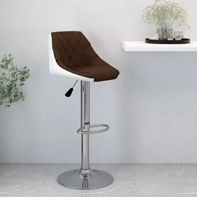 vidaXL Banco de bar couro artificial castanho e branco
