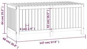 Caixa de arrumação jardim 147x68x64 cm pinho maciço cinzento